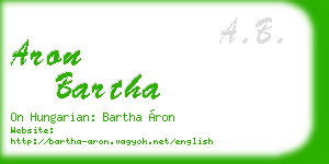 aron bartha business card